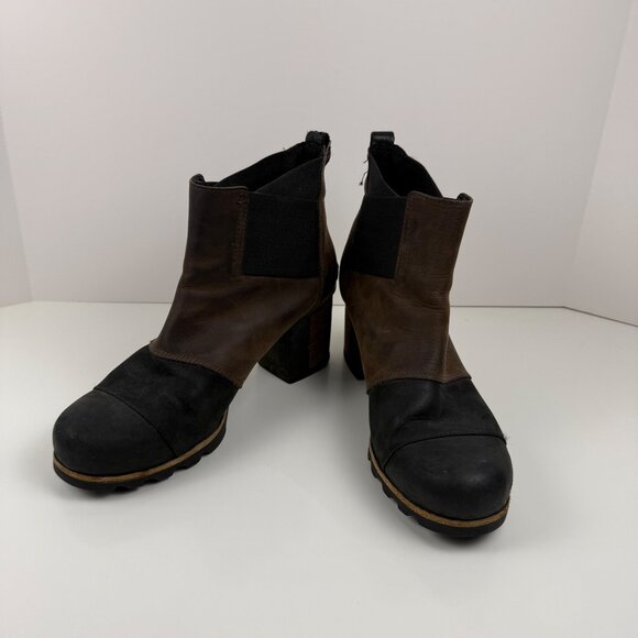 Sorel Addington Waterproof Chelsea Boot Brown Women 11 Chunky Heel - Picture 1 of 8